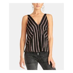 RACHEL RACHEL ROY Womens Black Striped Sleeveless V Neck Tank Top XL